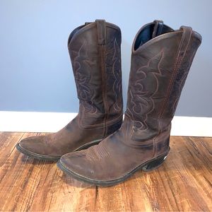 Old West Mens Dark Leather Boots 12 EE